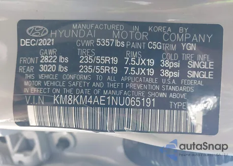 2022 Hyundai Ioniq 5 Se from USA, damaged, VIN KM8KM4AE1NU065191